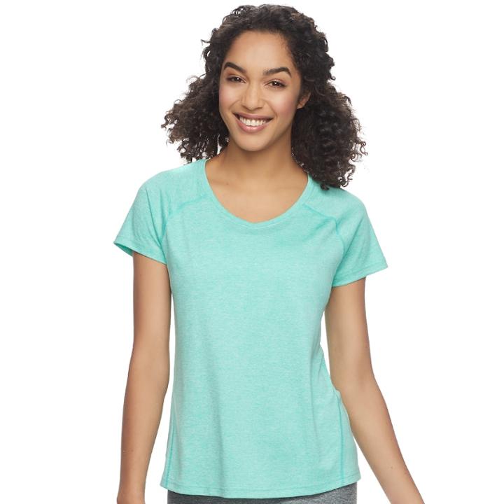 Women's Tek Gear&reg; Performance Base Layer Side Slit Tee, Size: Large, Turquoise/blue (turq/aqua)
