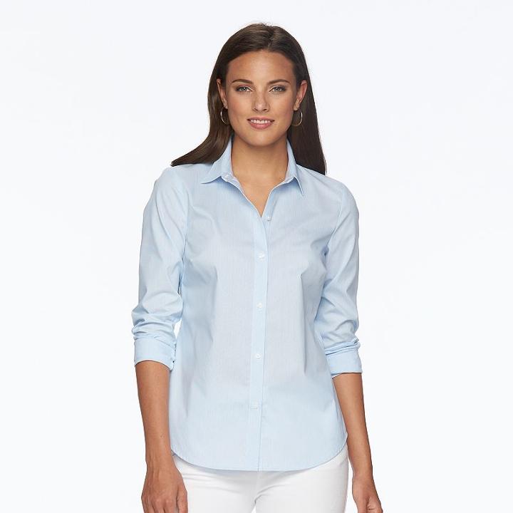 Women's Apt. 9&reg; Essential Wrinkle-resistant Shirt, Size: 12, Med Blue