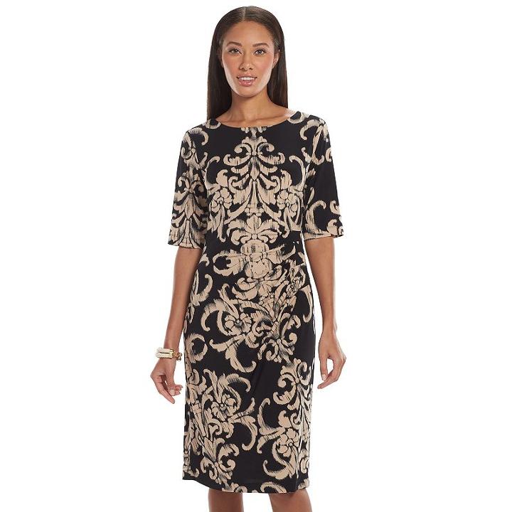 Connected Apparel Pintuck Sheath Dress - Women's, Size: 6, Lt Brown