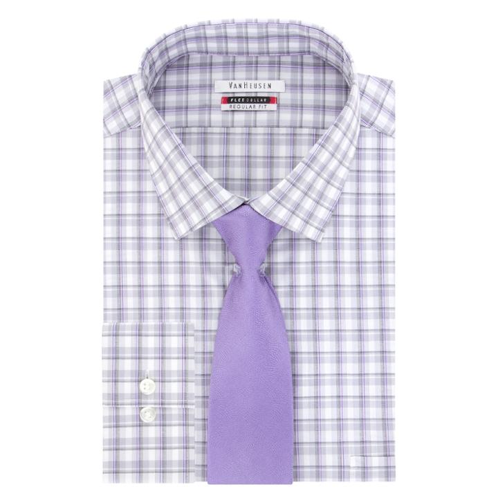 Men's Van Heusen Slim-fit Flex Collar Dress Shirt & Tie, Size: L-36/37, Purple Oth