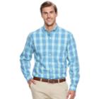Big & Tall Izod Sportflex Regular-fit Plaid Stretch Performance Button-down Shirt, Men's, Size: Xl Tall, Turquoise/blue (turq/aqua)
