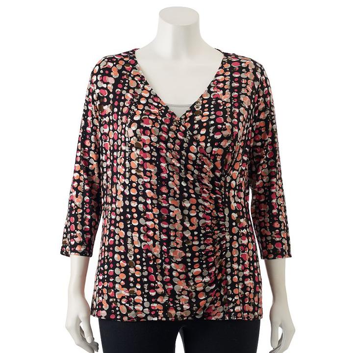 Plus Size Dana Buchman Faux-wrap Top, Women's, Size: 1xl, Dark Pink