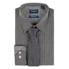 Men's Nick Dunn Modern-fit Patterned Easy-care Spread-collar Dress Shirt & Tie Set, Size: S 34/35, Black