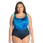 Plus Size Great Lengths D-cup X-back One-piece Swimsuit, Women's, Size: 16, Blue