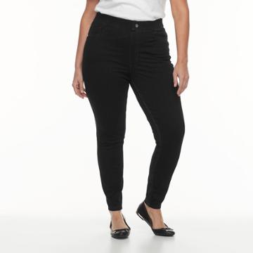 Plus Size Utopia By Hue Denim Leggings, Women's, Size: 1xl, Black