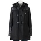 Women's Excelled Hooded Toggle Wool-blend Coat, Size: Xl, Black