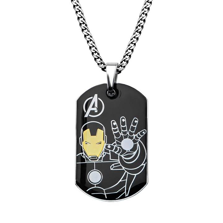 The Avengers Stainless Steel Two Tone Iron Man Dog Tag Necklace - Men, Grey