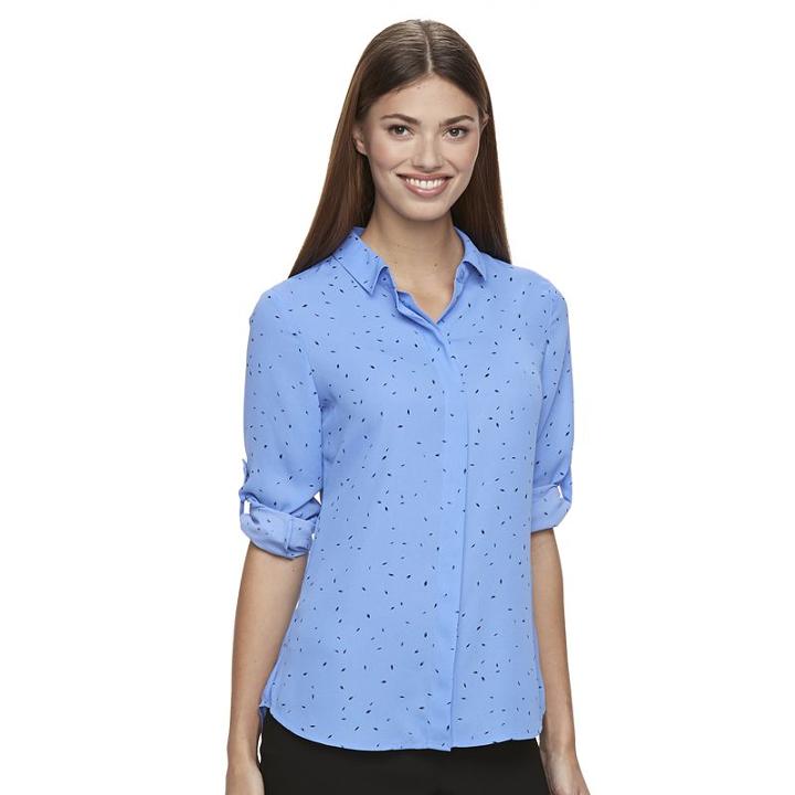 Women's Apt. 9&reg; Georgette Blouse, Size: Medium, Blue (navy)