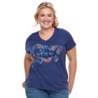 Plus Size Sonoma Goods For Life&trade; Graphic V-neck Tee, Women's, Size: 3xl, Dark Blue