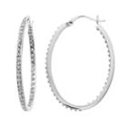 Platinum Over Silver Diamond Mystique Inside Out Hoop Earrings, Women's, Grey