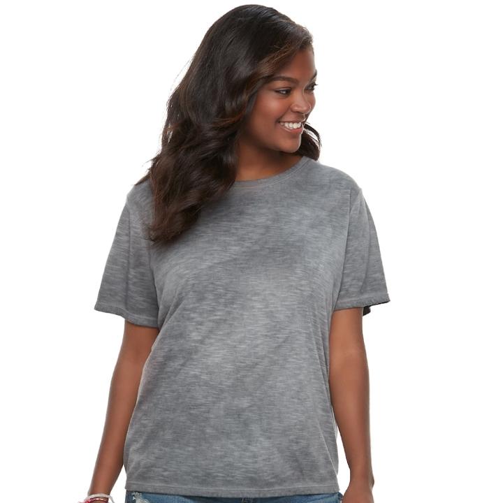 Juniors' Plus Size Mudd&reg; Weekend Crewneck Tee, Teens, Size: 2xl, Grey (charcoal)