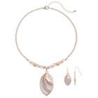 Bead & Marquise Pendant Necklace & Drop Earring Set, Women's, Pink