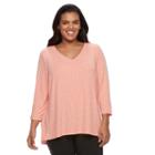 Plus Size Dana Buchman High-low V-neck Top, Women's, Size: 2xl, Lt Orange