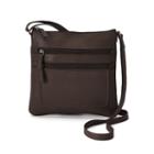 R & R Leather Piped Crossbody Bag, Women's, Brown
