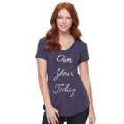 Women's Apt. 9&reg; V-neck Graphic Tee, Size: Medium, Blue