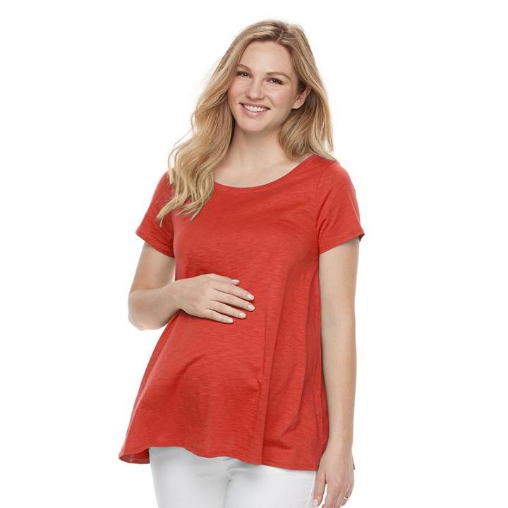 Maternity A:glow Solid Keyhole Tee, Women's, Size: Xs-mat, Orange