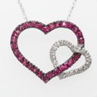 10k White Gold Ruby And Diamond Accent Heart Pendant, Women's, Size: 18, Red