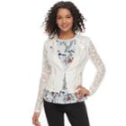 Juniors' Candie's&reg; Lace Moto Jacket, Teens, Size: Large, White