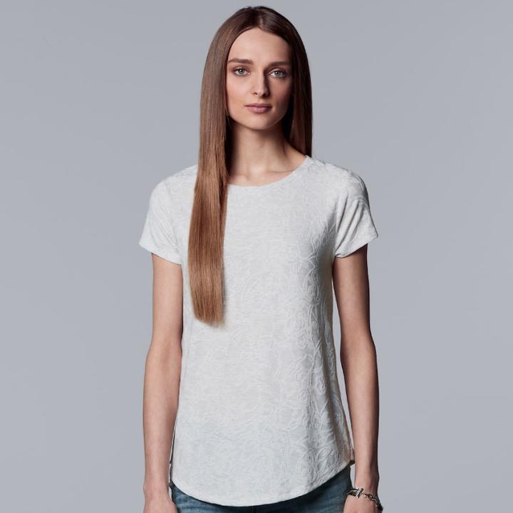 Women's Simply Vera Vera Wang Essential Floral Tee, Size: Xl, Lt Beige