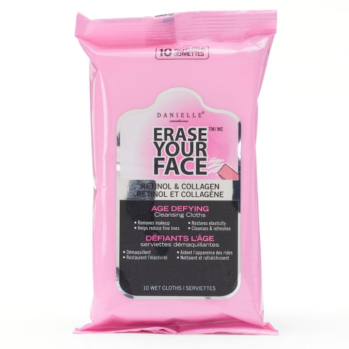 Danielle Creations Erase Your Face Retinol & Collagen Age Defying Cleansing Cloths - Travel Size, Pink