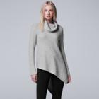 Women's Simply Vera Vera Wang Asymmetrical Cowlneck Sweater, Size: Large, Light Grey