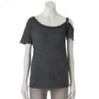 Women's Rock & Republic&reg; Asymmetrical Cold-shoulder Tee, Size: Large, Med Grey