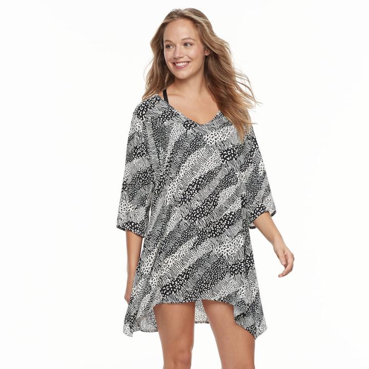 Women's Portocruz Animal Print Sharkbite Cover-up Tunic, Size: Small, Animal Patch