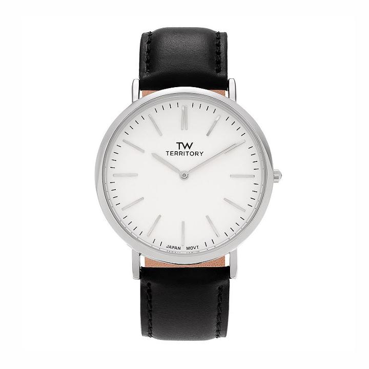 Territory Men's Leather Watch - Kh-tw-29931-wht-bk, Black