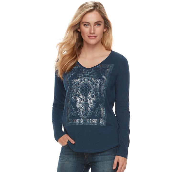 Women's Sonoma Goods For Life&trade; Essential V-neck Tee, Size: Large, Dark Blue