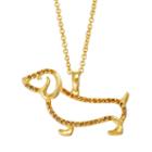 Sophie Miller Glass 14k Gold Over Silver Dachshund Pendant Necklace, Women's, Size: 18, Brown