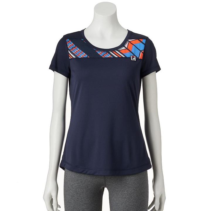 Women's Fila Sport&reg; Perforated Short Sleeve Tee, Size: Xs, Blue (navy)