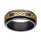 Black And Yellow Ion-plated Titanium Celtic Knot Spinner Band, Men's, Size: 11