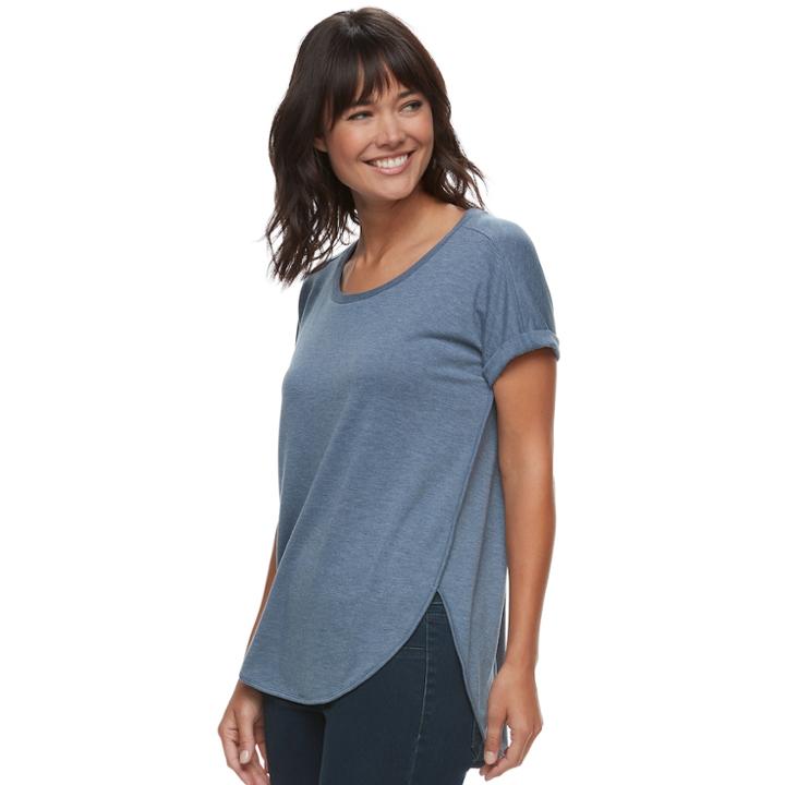 Women's Sonoma Goods For Life&trade; Roll Cuff French Terry Tee, Size: Xl, Dark Blue