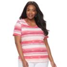 Plus Size Croft & Barrow&reg; Essential V-neck Tee, Women's, Size: 2xl, Dark Pink