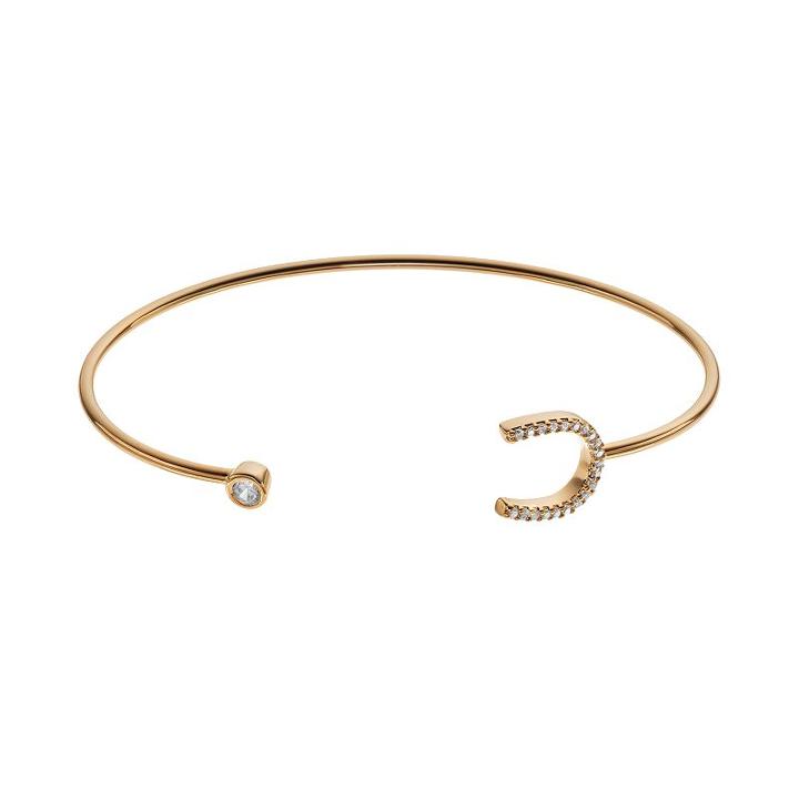 Cubic Zirconia 14k Gold-plated Horseshoe Cuff Bracelet, Women's, Yellow