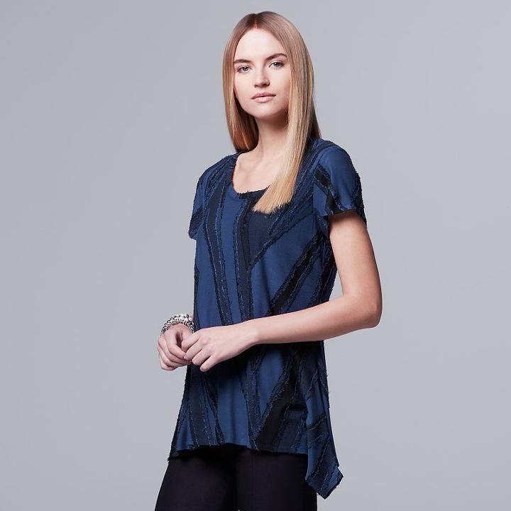 Women's Simply Vera Vera Wang Abstract Jacquard Tee, Size: Xs, Blue