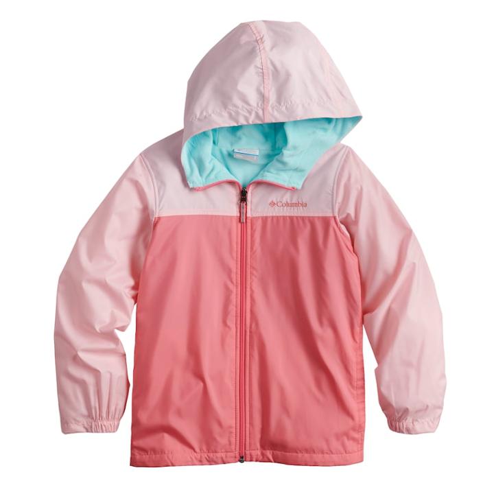 Girls 4-18 Columbia Fleece-lined Windbreaker Jacket, Size: L(14/16), Brt Pink