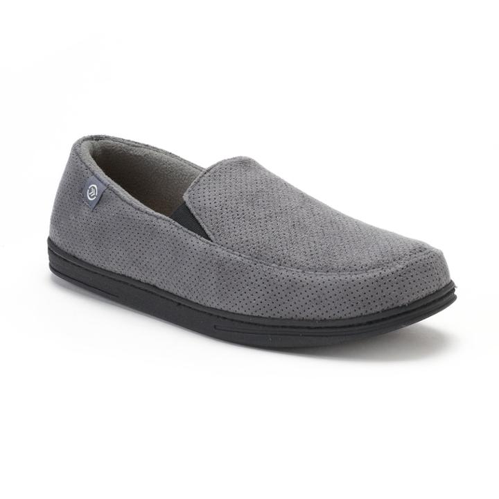 Men's Isotoner Ian Perforated Microsuede Slippers, Size: Xxl, Med Grey