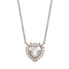 Primrose Two Tone Sterling Silver Cubic Zirconia Heart Pendant Necklace, Women's, Size: 18, White