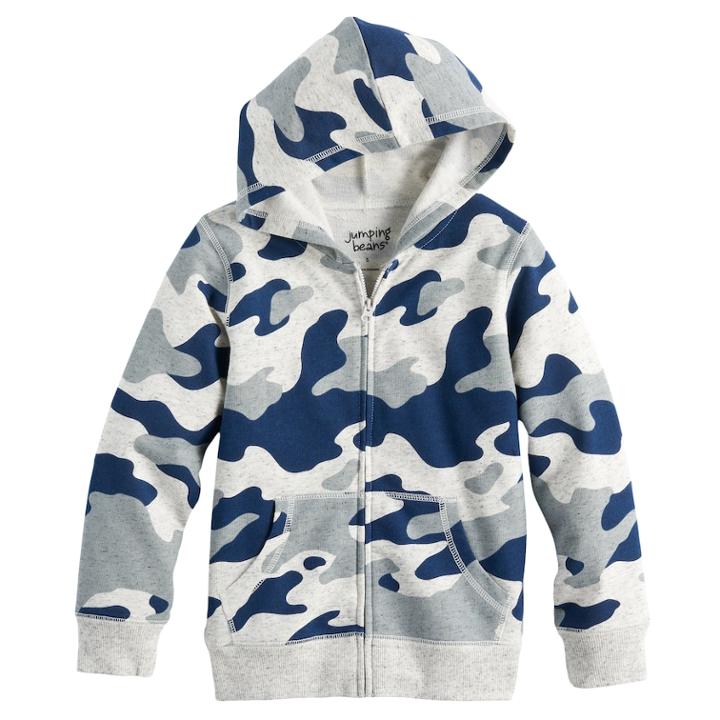 Boys 4-10 Jumping Beans&reg; Patterned Zip Hoodie, Size: 6, Light Grey