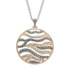 Lavish By Tjm Two Tone 18k Rose Gold Over Silver Crystal Circle Pendant Necklace, Women's, Size: 18, Grey