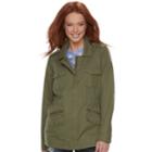 Women's Rock & Republic&reg; Military Twill Anorak Jacket, Size: Large, Dark Green