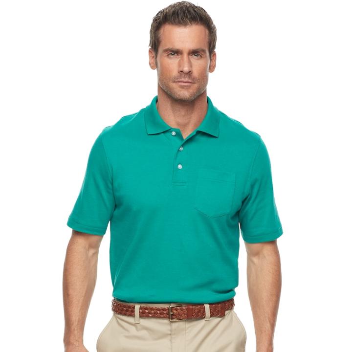 Men's Croft & Barrow&reg; Classic-fit Easy-care Interlock Pocket Polo, Size: Small, Green