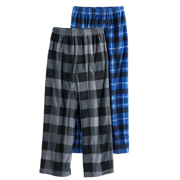 Boys 6-16 Cuddl Duds Fleece Plaid 2-pack Lounge Pants, Size: 10-12, Light Blue