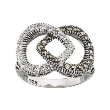 Lavish By Tjm Sterling Silver Marcasite & Crystal Teardrop Ring, Women's, Size: 6, Black