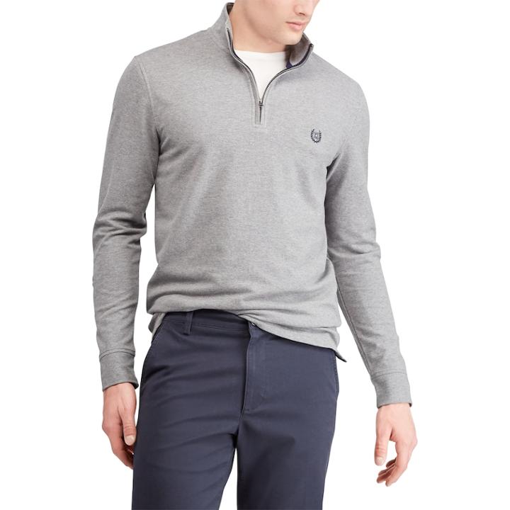 Men's Chaps Regular-fit Quarter-zip Pullover, Size: Medium, Grey