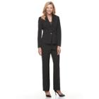 Women's Le Suit Pinstripe Suit Jacket & Pants Set, Size: 18, Black