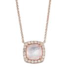 14k Rose Gold Over Silver Rose Quartz & Lab-created White Sapphire Halo Necklace, Women's, Size: 18