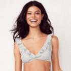 Women's Lc Lauren Conrad Beach Shop Striped Ruffled Bikini Top, Size: Small, Lt Beige