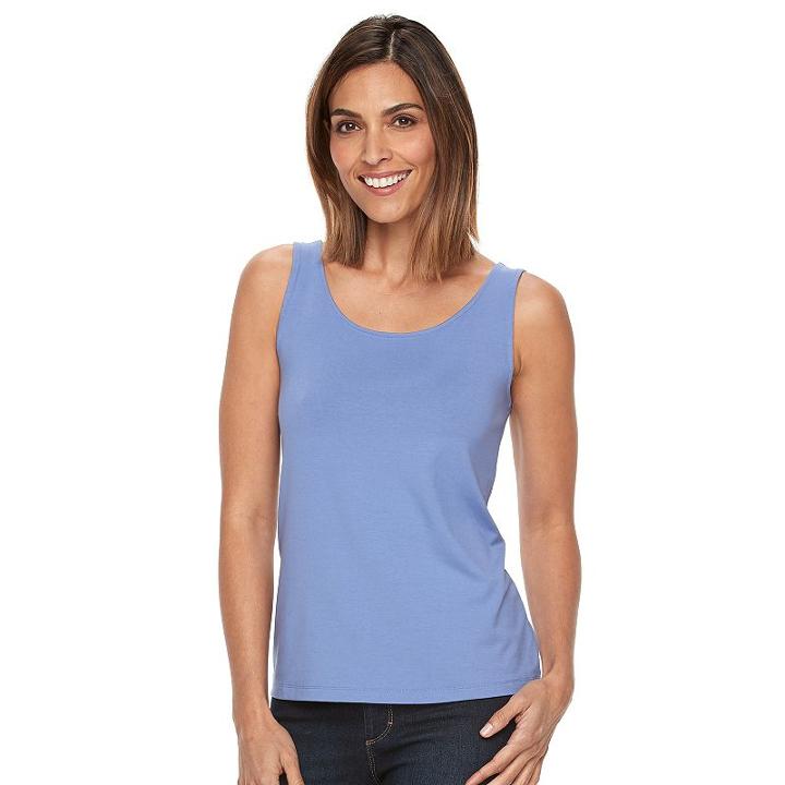 Women's Croft & Barrow&reg; Essential Scoopneck Tank, Size: Xl, Blue (navy)
